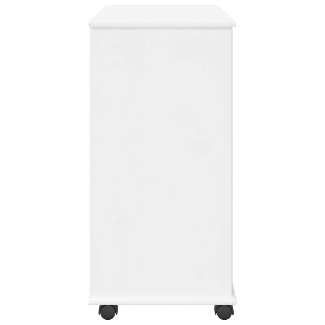 Rullende skab med hjul Hvid 63,5 x 39 x 79 cm Massivt fyrretræ