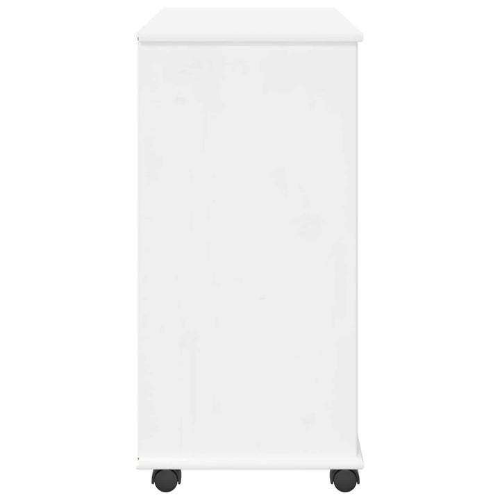 Rullende skab med hjul Hvid 63,5 x 39 x 79 cm Massivt fyrretræ