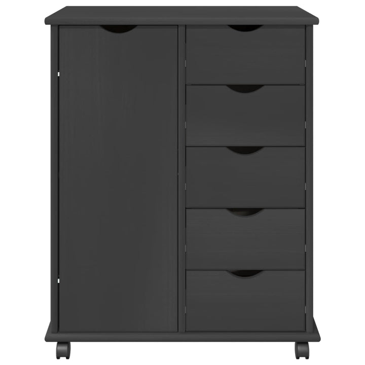 Rullende skab med hjul Grå 63,5 x 39 x 79 cm Massivt fyrretræ