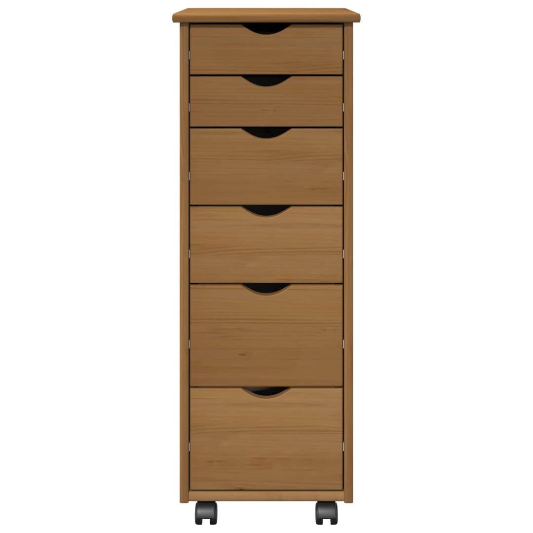 Rullende skab Honningbrun 34 x 39 x 93,5 cm Massivt fyrretræ