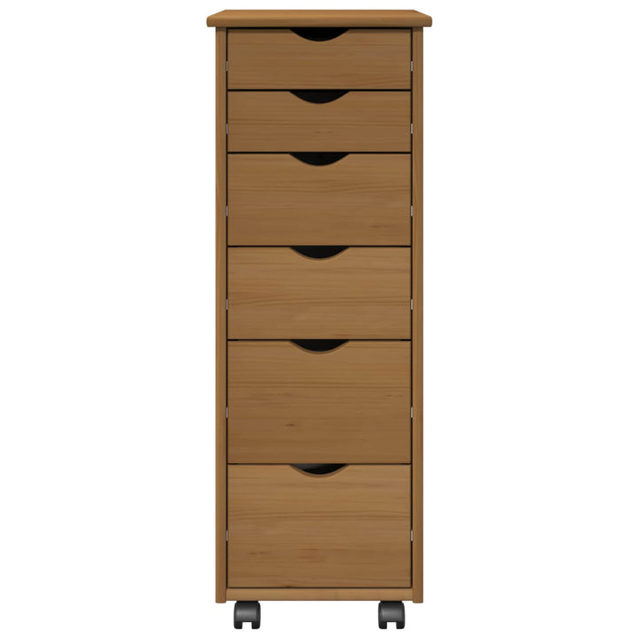 Rullende skab Honningbrun 34 x 39 x 93,5 cm Massivt fyrretræ