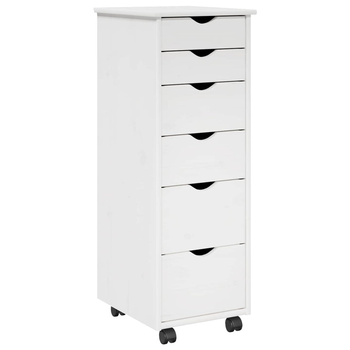 Rullende skab med hjul Hvid 34 x 39 x 93,5 cm Massivt fyrretræ