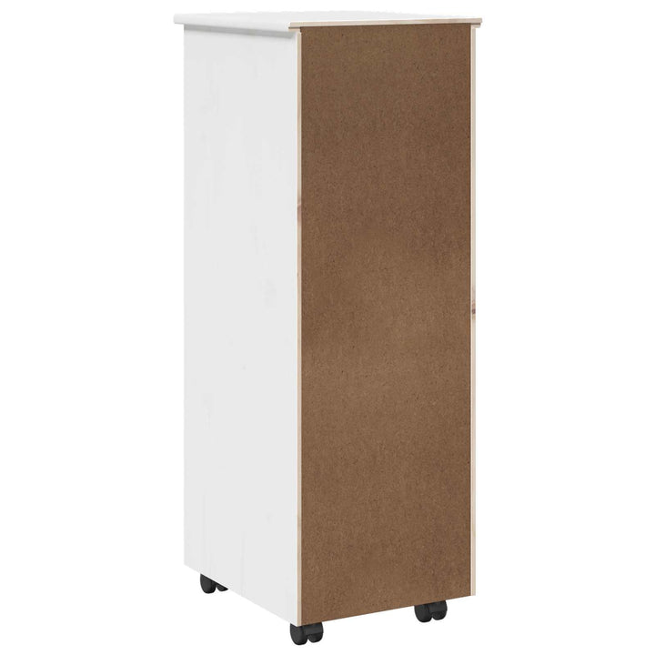 Rullende skab med hjul Hvid 34 x 39 x 93,5 cm Massivt fyrretræ