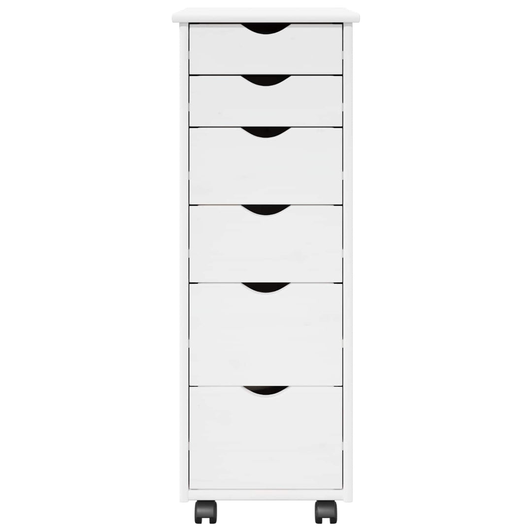 Rullende skab med hjul Hvid 34 x 39 x 93,5 cm Massivt fyrretræ