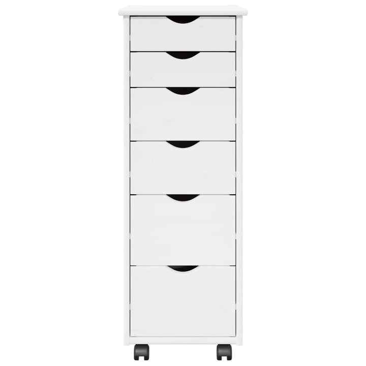 Rullende skab med hjul Hvid 34 x 39 x 93,5 cm Massivt fyrretræ
