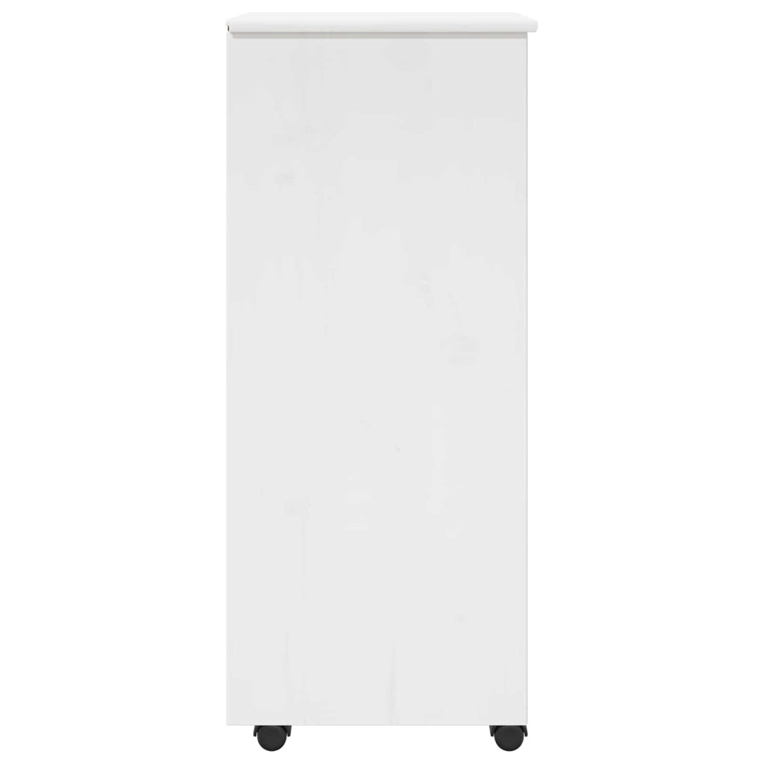 Rullende skab med hjul Hvid 34 x 39 x 93,5 cm Massivt fyrretræ