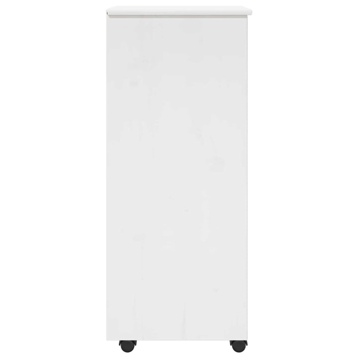 Rullende skab med hjul Hvid 34 x 39 x 93,5 cm Massivt fyrretræ