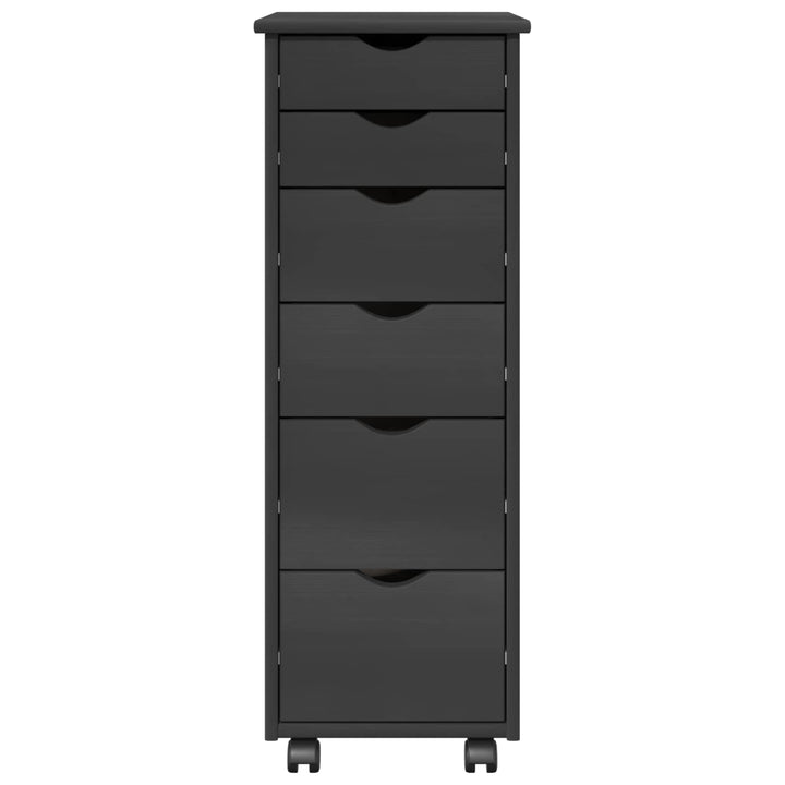 Rullende skab med hjul Grå 34 x 39 x 93,5 cm Massivt fyrretræ