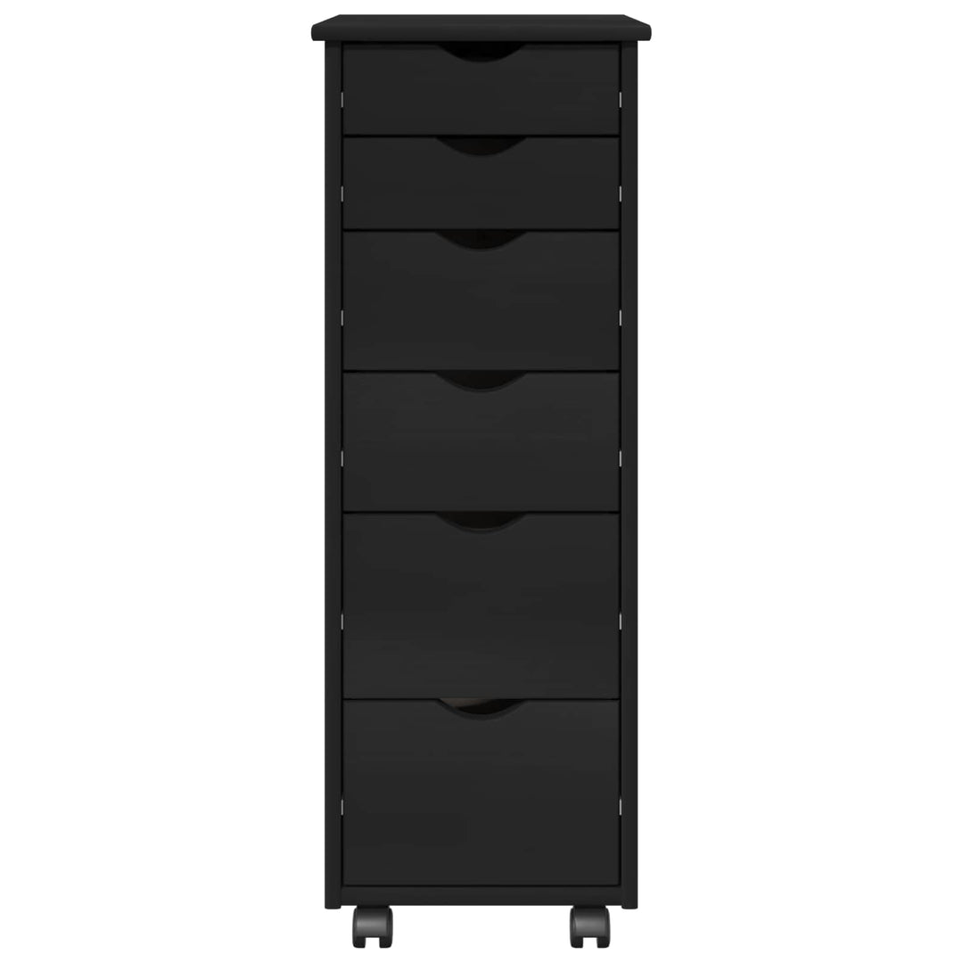 Rullende skab med hjul Sort 34 x 39 x 93,5 cm Massivt fyrretræ