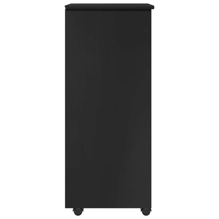 Rullende skab med hjul Sort 34 x 39 x 93,5 cm Massivt fyrretræ