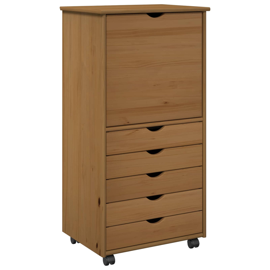 Rullende skab Honningbrun 53 x 39 x 103 cm Massivt fyrretræ
