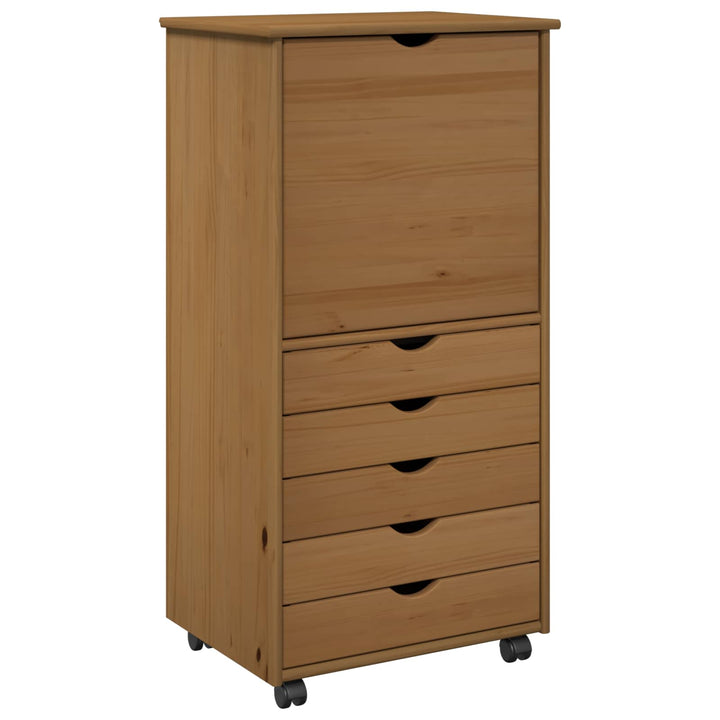 Rullende skab Honningbrun 53 x 39 x 103 cm Massivt fyrretræ