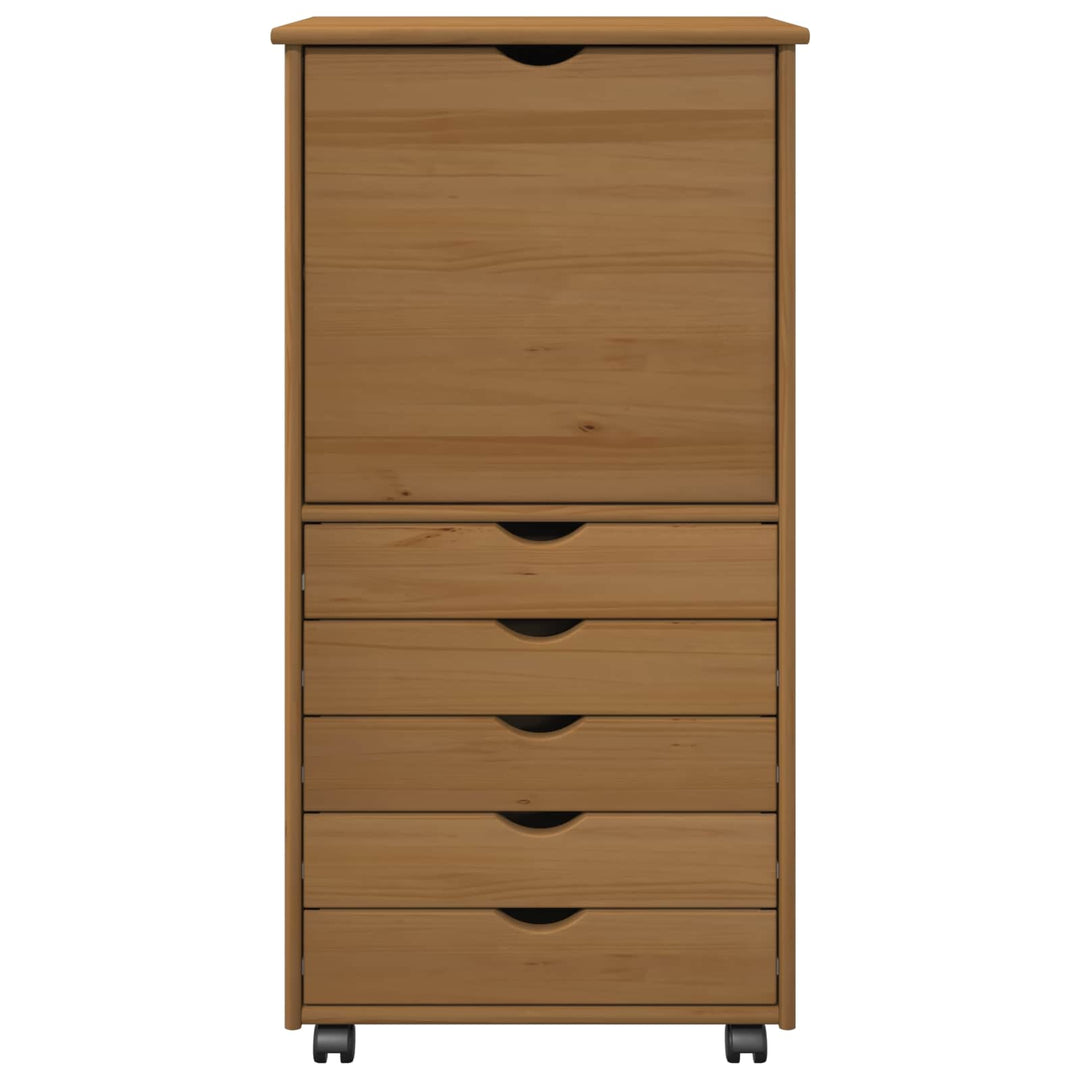 Rullende skab Honningbrun 53 x 39 x 103 cm Massivt fyrretræ