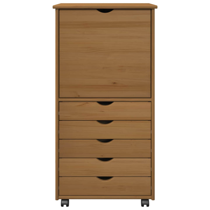 Rullende skab Honningbrun 53 x 39 x 103 cm Massivt fyrretræ