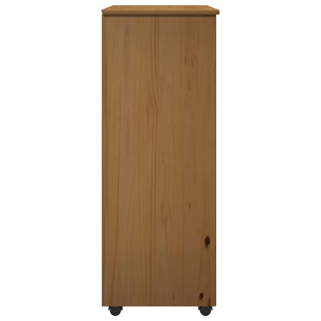 Rullende skab Honningbrun 53 x 39 x 103 cm Massivt fyrretræ