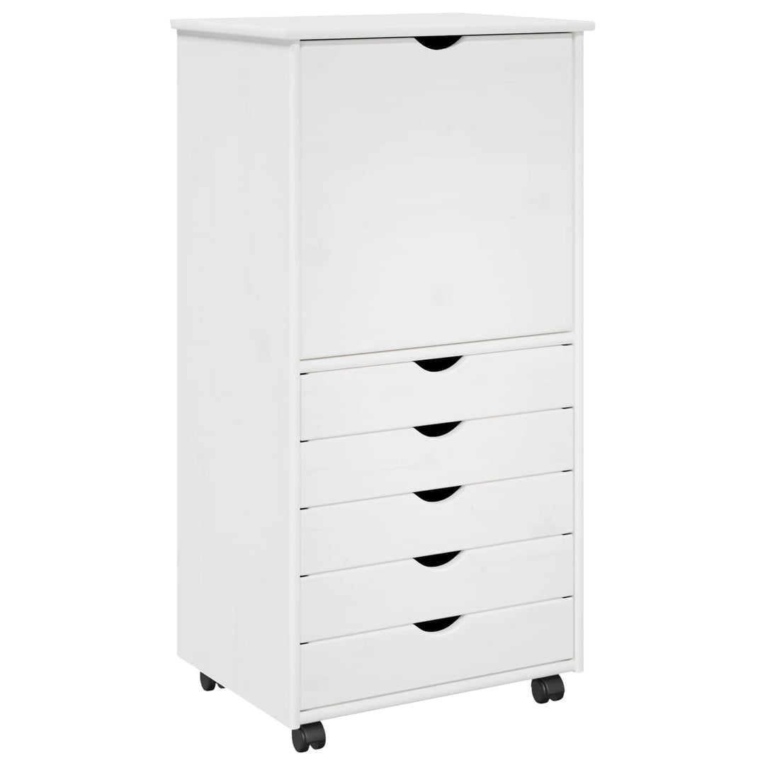 Rullende skab med hjul Hvid 53 x 39 x 103 cm Massivt fyrretræ