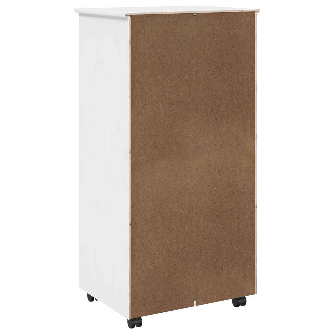 Rullende skab med hjul Hvid 53 x 39 x 103 cm Massivt fyrretræ