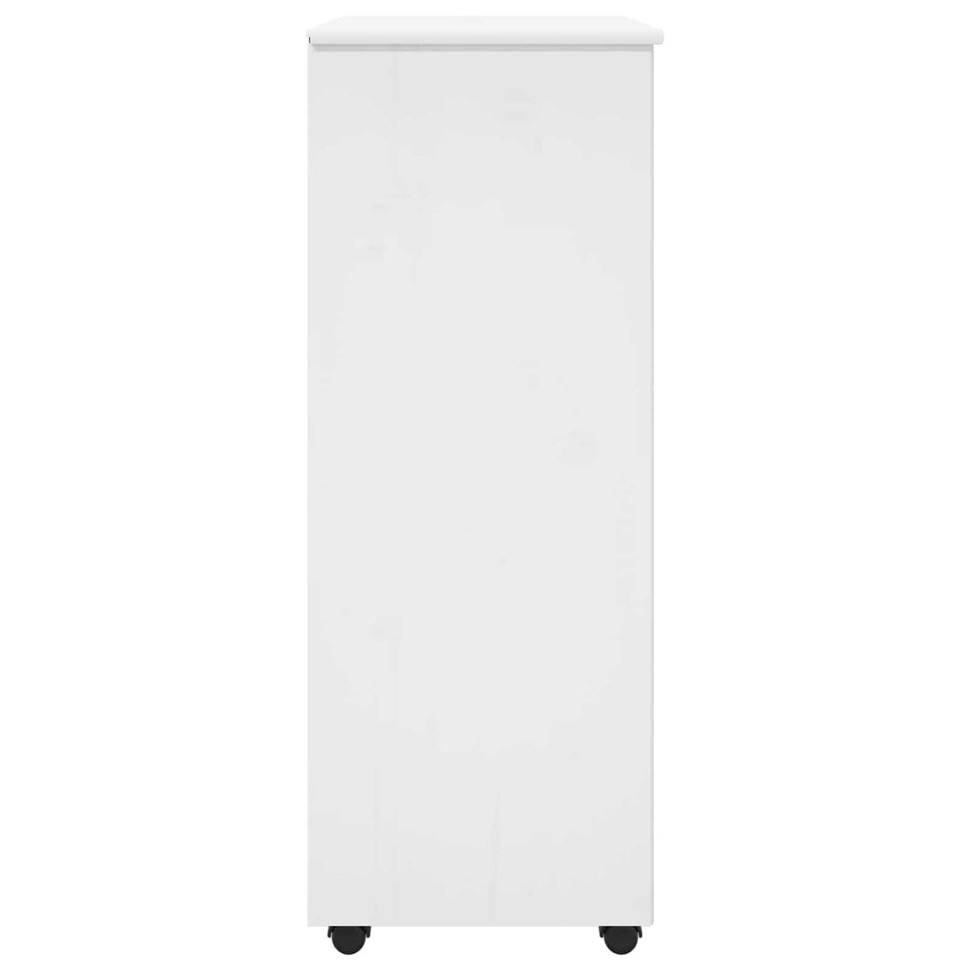 Rullende skab med hjul Hvid 53 x 39 x 103 cm Massivt fyrretræ