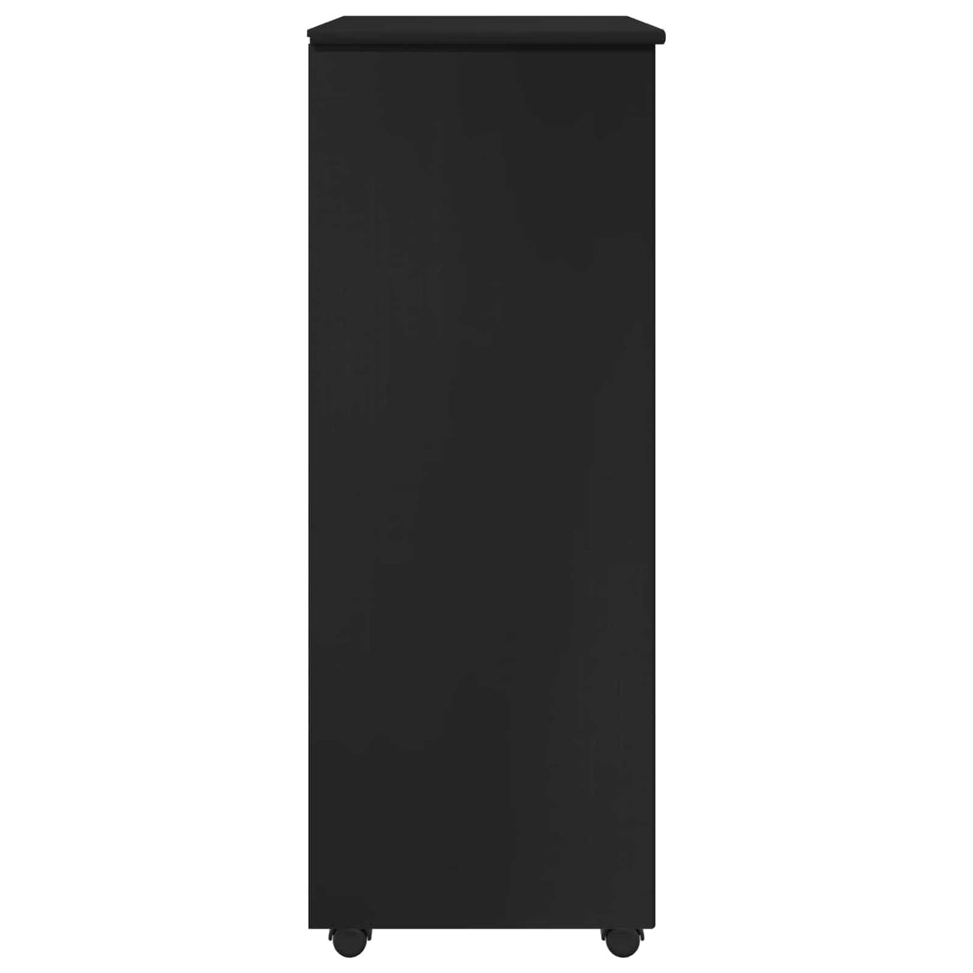 Rullende skab med hjul Sort 53 x 39 x 103 cm Massivt fyrretræ