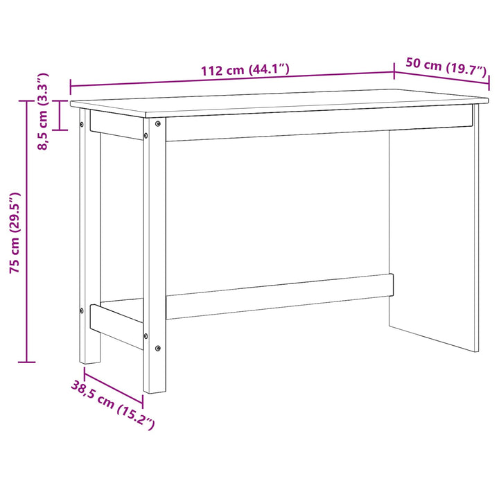 Bord Hvid 112 x 50 x 75 cm Massivt fyrretræ