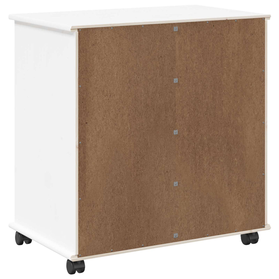 Rullende skab Hvid 63,5 x 39 x 65,5 cm Massivt fyrretræ