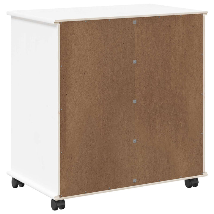 Rullende skab Hvid 63,5 x 39 x 65,5 cm Massivt fyrretræ