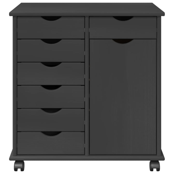 Rullende skab med hjul Grå 63,5 x 39 x 65,5 cm Massivt fyrretræ