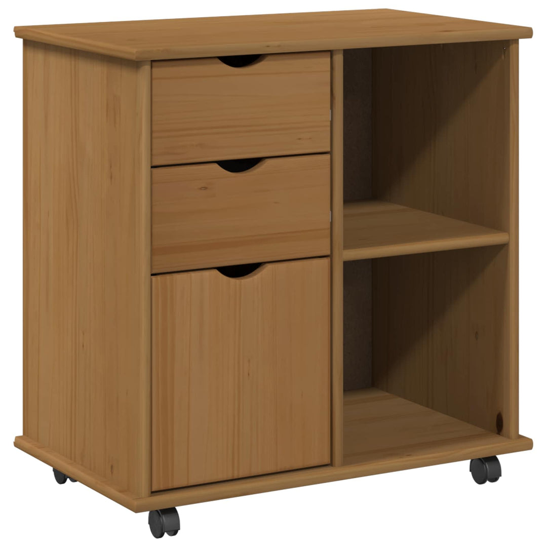 Rullende skab Honningbrun 63,5 x 39 x 65,5 cm Massivt fyrretræ
