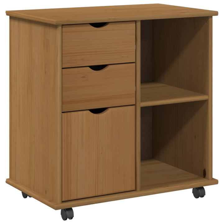 Rullende skab Honningbrun 63,5 x 39 x 65,5 cm Massivt fyrretræ