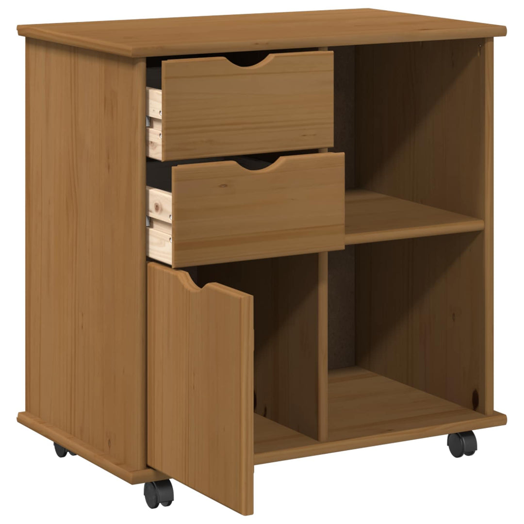 Rullende skab Honningbrun 63,5 x 39 x 65,5 cm Massivt fyrretræ
