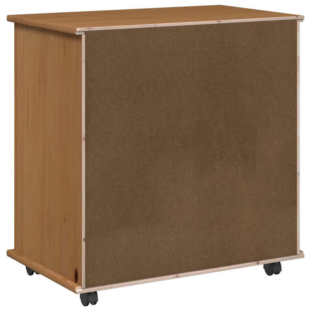 Rullende skab Honningbrun 63,5 x 39 x 65,5 cm Massivt fyrretræ