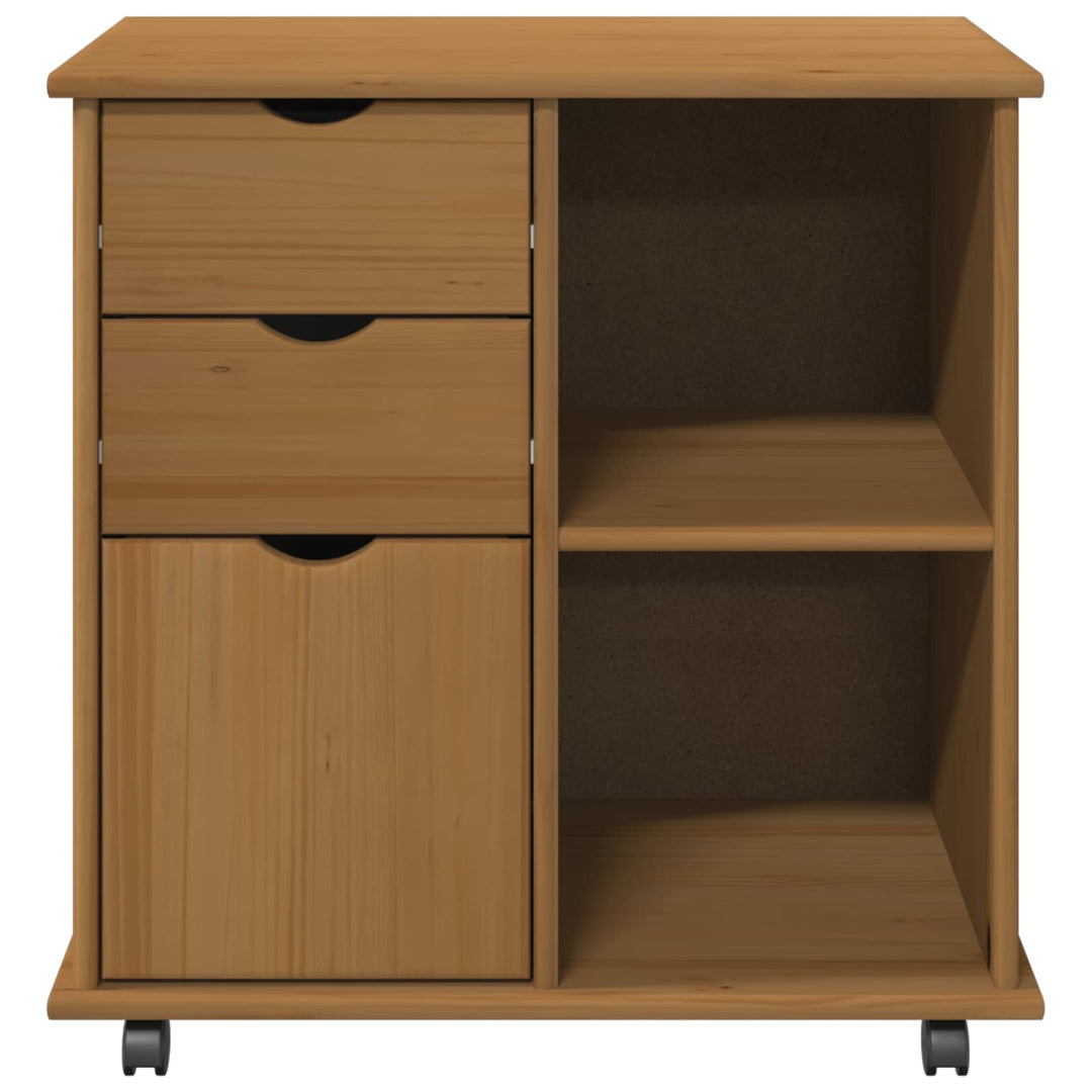 Rullende skab Honningbrun 63,5 x 39 x 65,5 cm Massivt fyrretræ