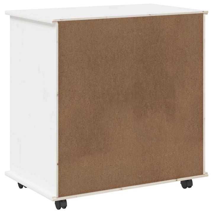 Rullende skab Hvid 63,5 x 39 x 65,5 cm Massivt fyrretræ