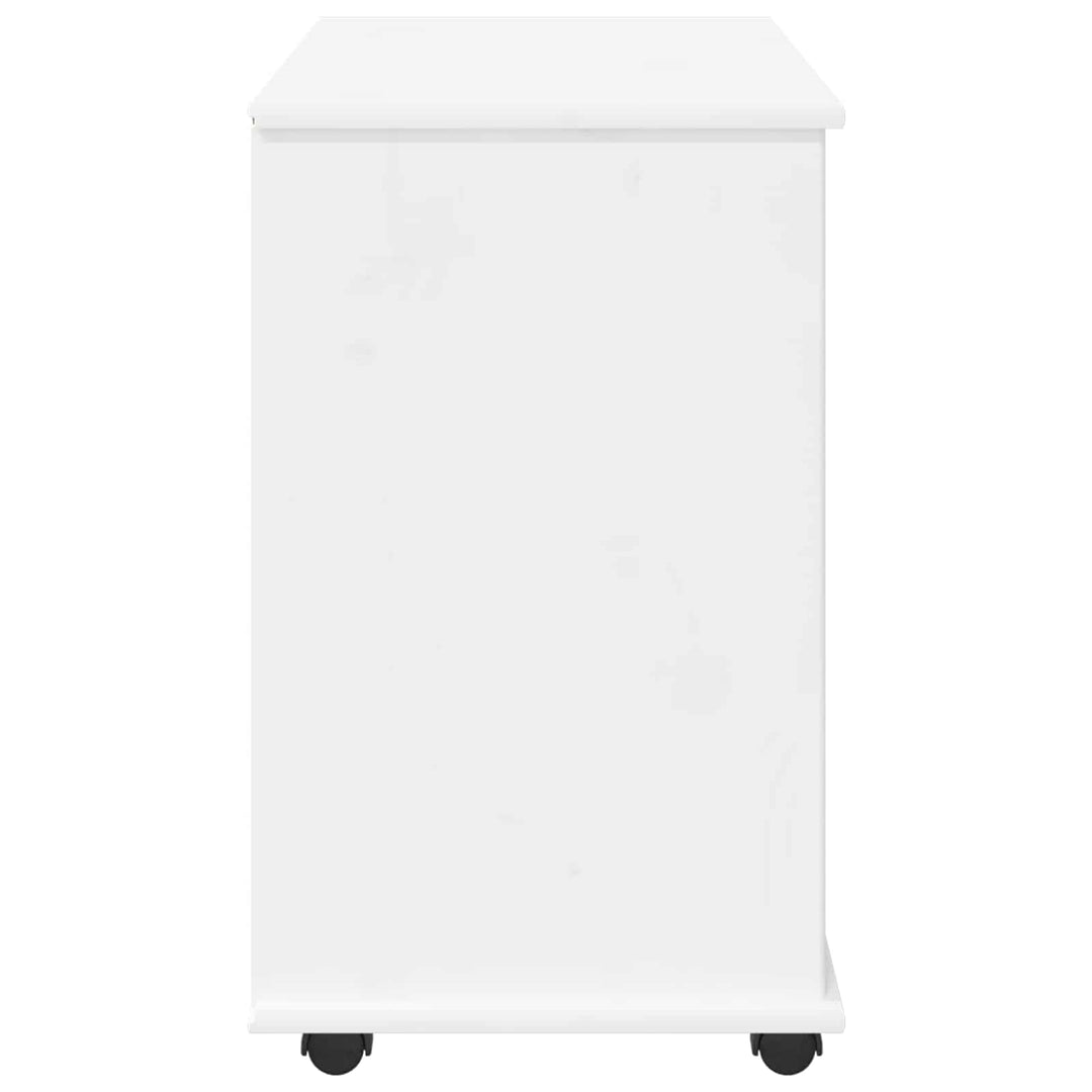 Rullende skab Hvid 63,5 x 39 x 65,5 cm Massivt fyrretræ