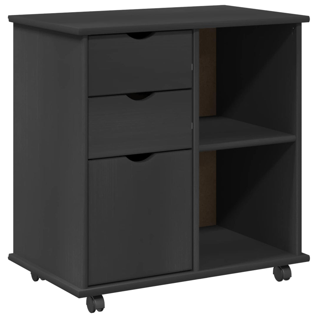 Rullende skab med hjul Grå 63,5 x 39 x 65,5 cm Massivt fyrretræ