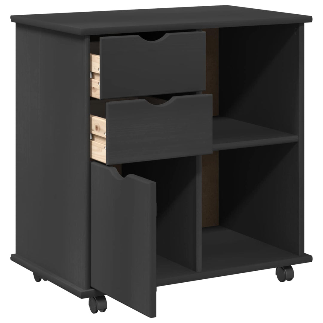 Rullende skab med hjul Grå 63,5 x 39 x 65,5 cm Massivt fyrretræ