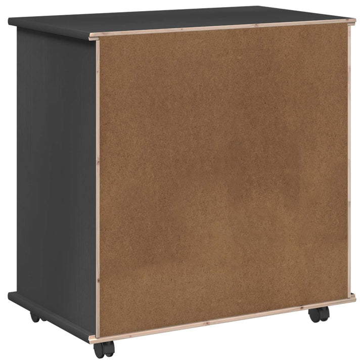 Rullende skab med hjul Grå 63,5 x 39 x 65,5 cm Massivt fyrretræ