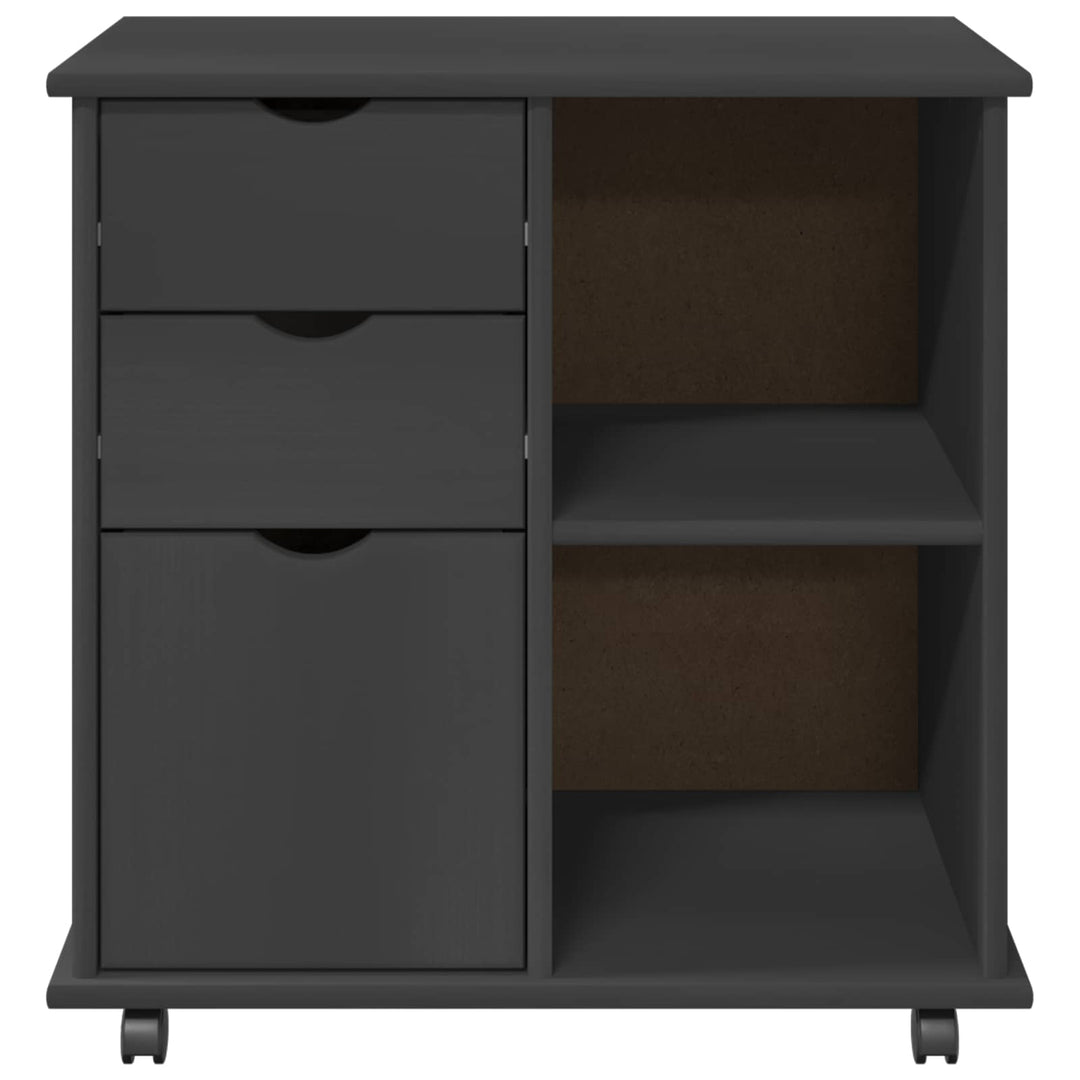 Rullende skab med hjul Grå 63,5 x 39 x 65,5 cm Massivt fyrretræ