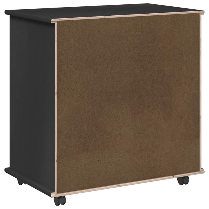 Rullende skab Sort 63,5 x 39 x 65,5 cm Massivt fyrretræ