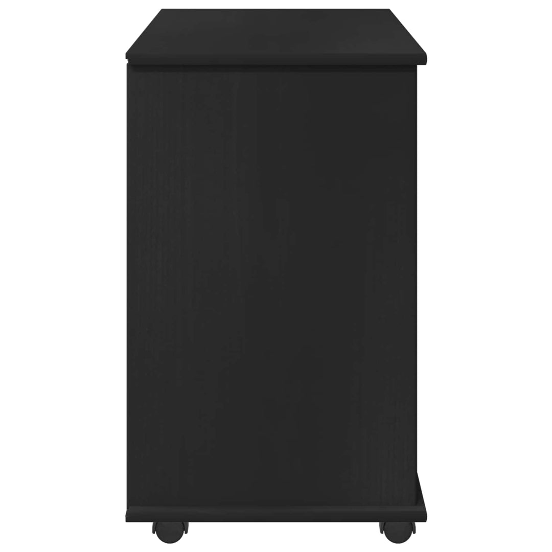 Rullende skab Sort 63,5 x 39 x 65,5 cm Massivt fyrretræ