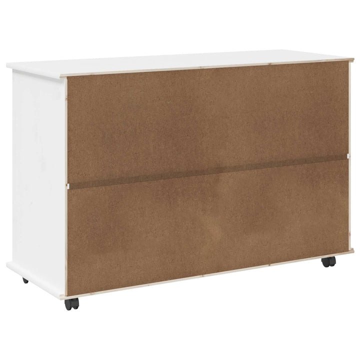 Rullende skab med hjul Hvid 100 x 39 x 65,5 cm Massivt fyrretræ