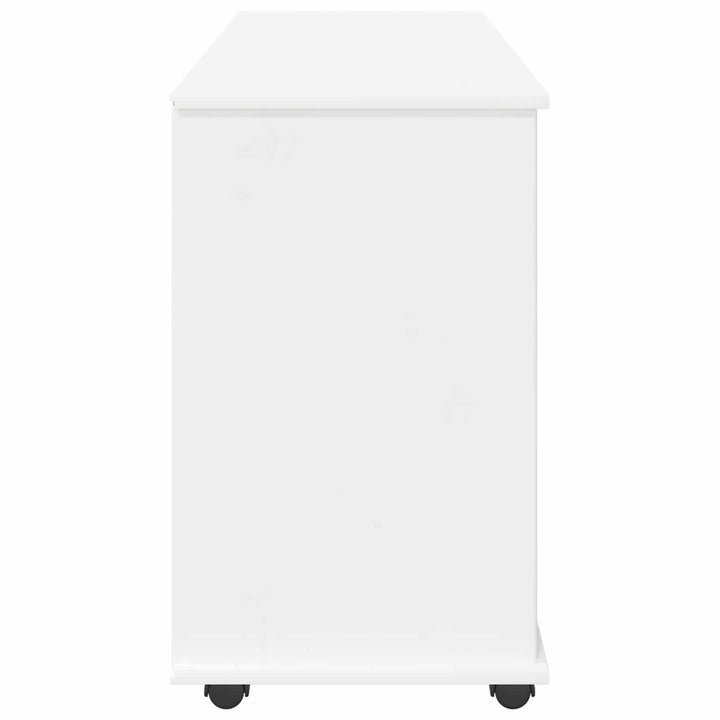 Rullende skab med hjul Hvid 100 x 39 x 65,5 cm Massivt fyrretræ