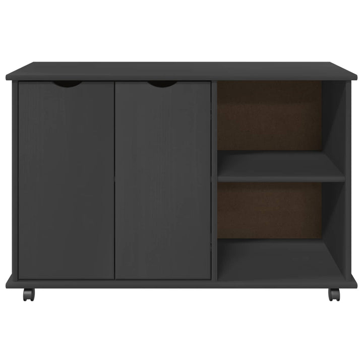Rullende skab med hjul Grå 100 x 39 x 65,5 cm Massivt fyrretræ