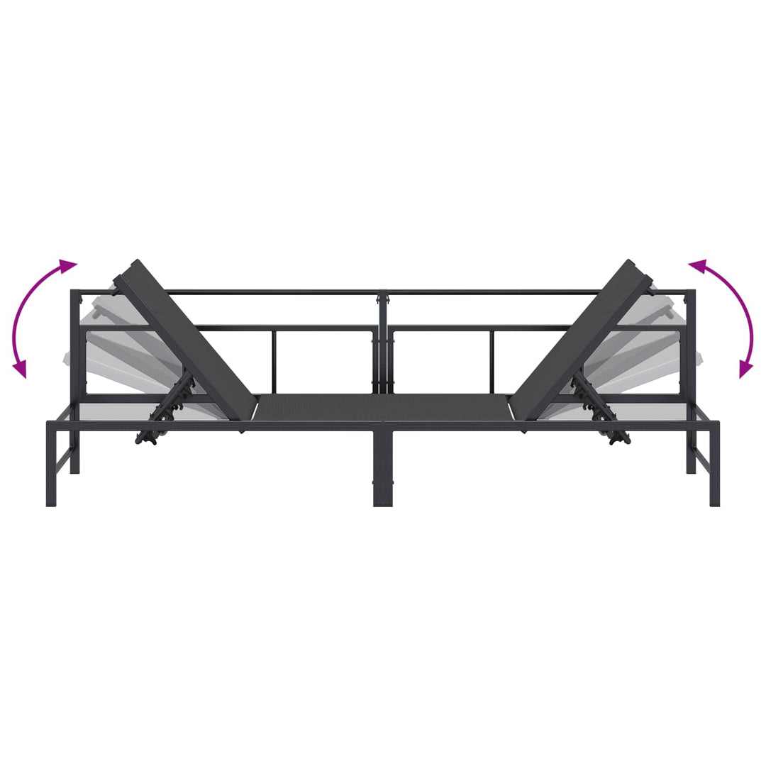 Solstol Sort 200 x 62 x 59,5 cm Textilene