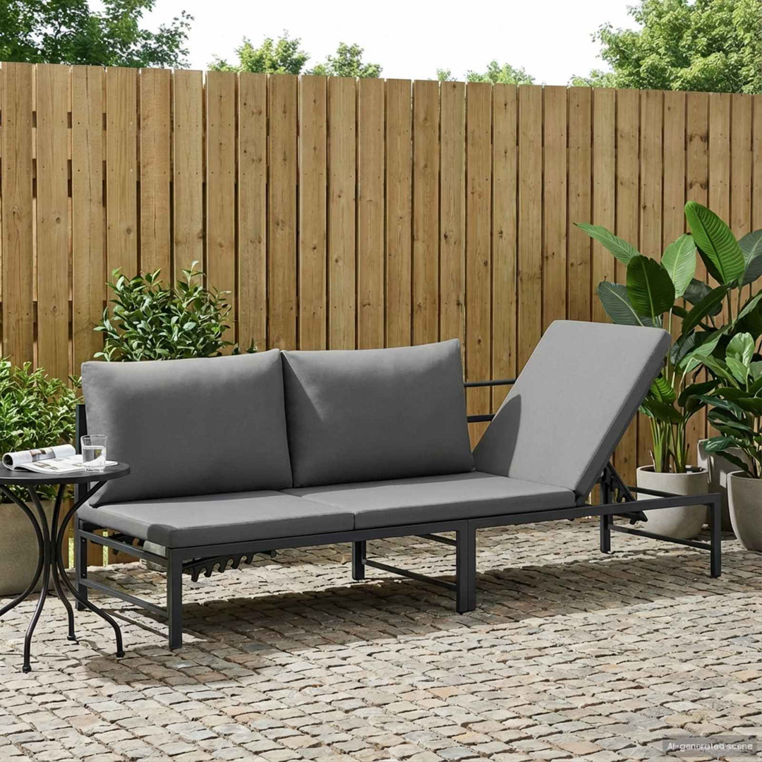 3-personers solstol Sort 200 x 62 x 59,5 cm Textilene