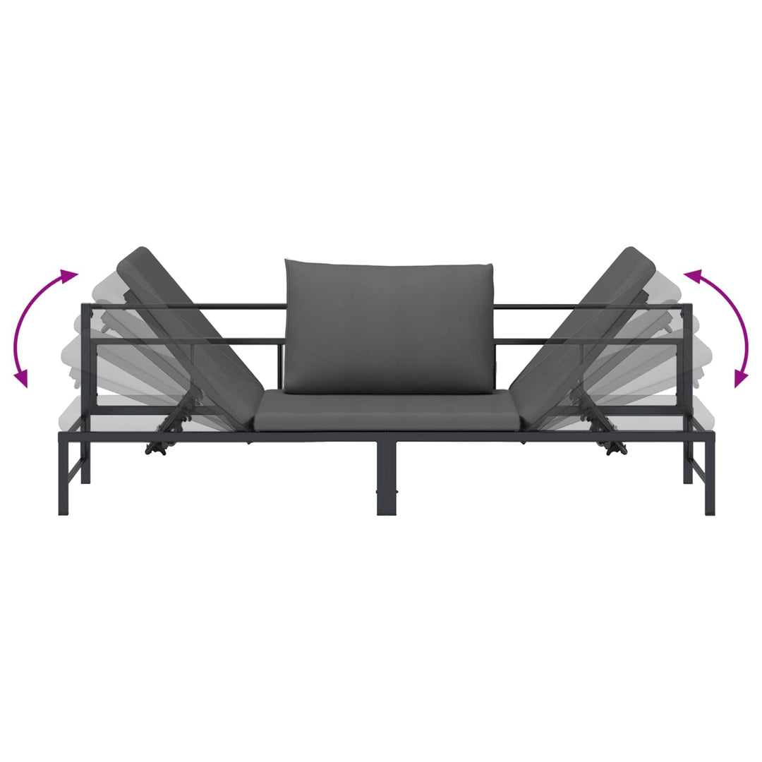 3-personers solstol Sort 200 x 62 x 59,5 cm Textilene