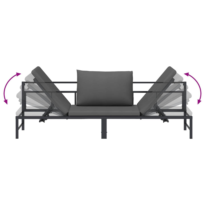 3-personers solstol Sort 200 x 62 x 59,5 cm Textilene
