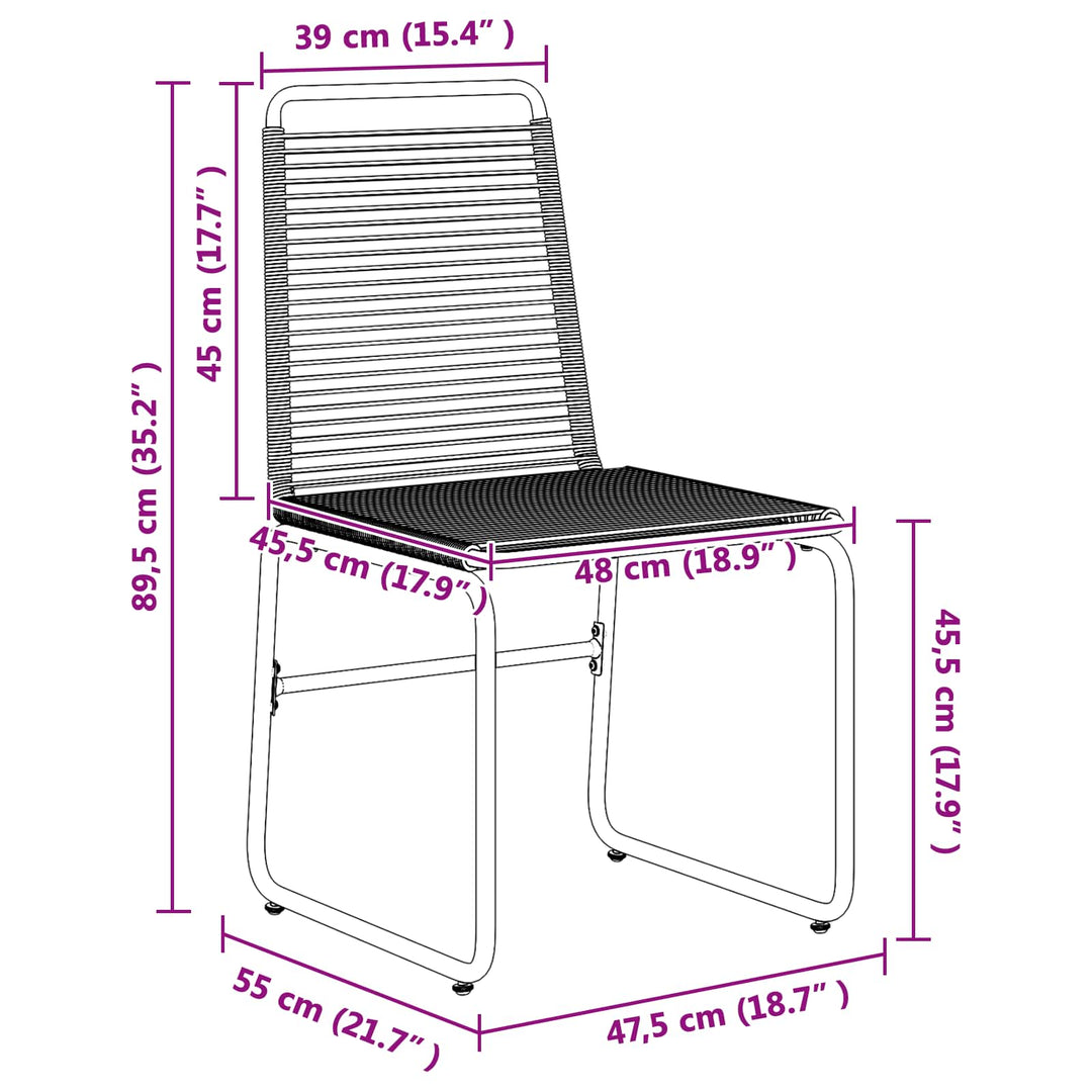 Havestole 2 stk. Sort Rattan