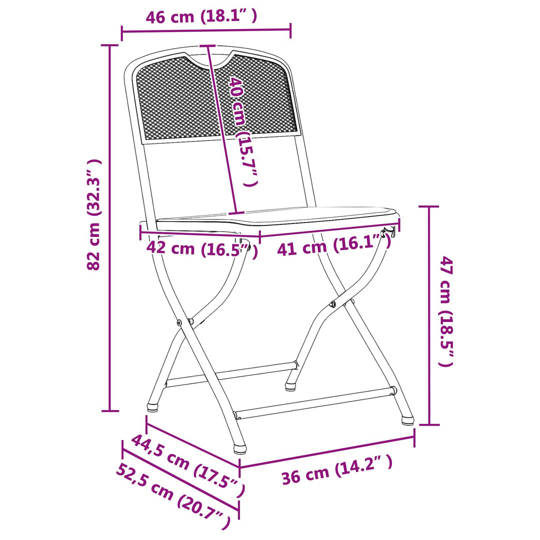 Havestole 2 pcs Antracit 52,5 x 46 x 82 cm Jern