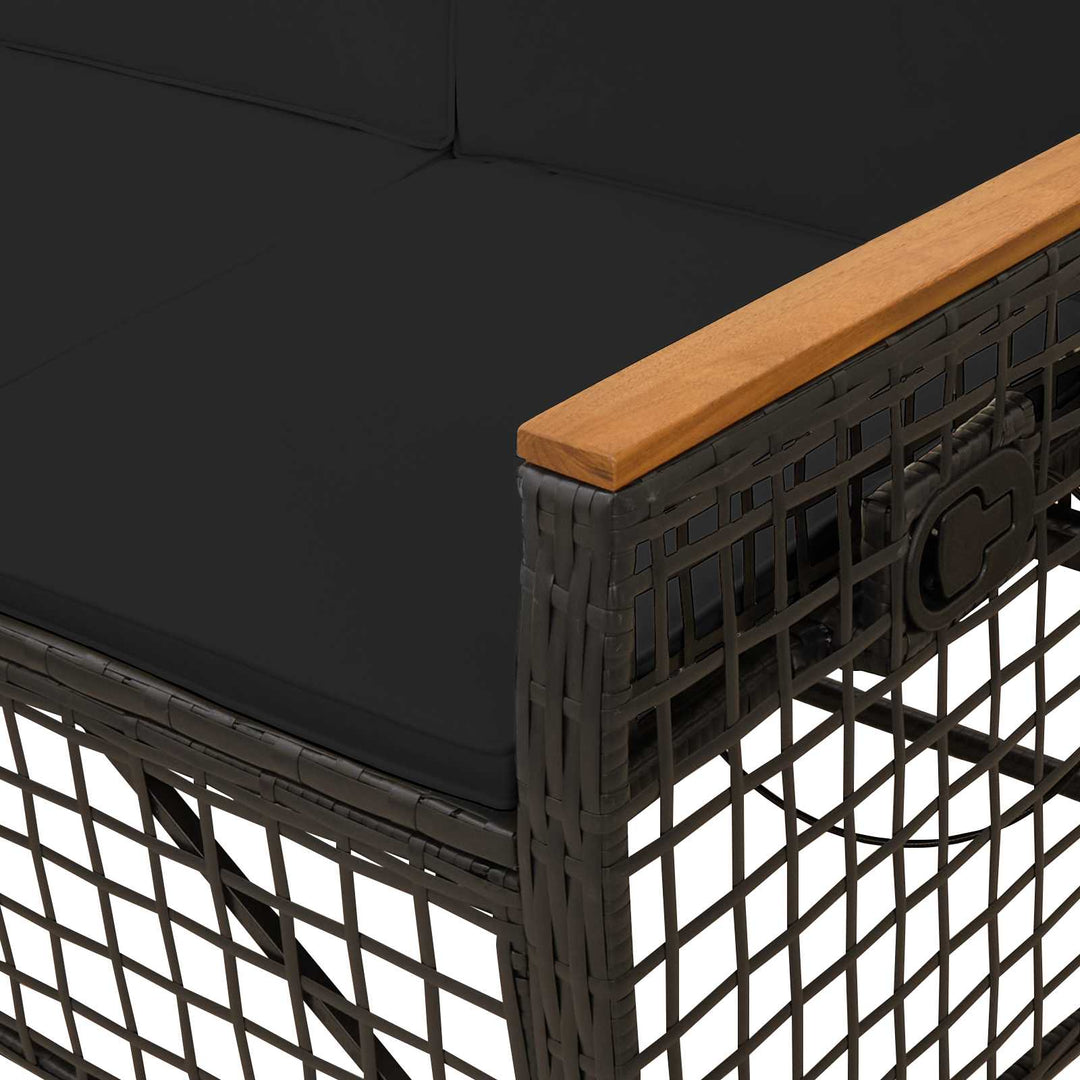 Havemøbel-set med reclining sofa 5-Antal sæder Sort